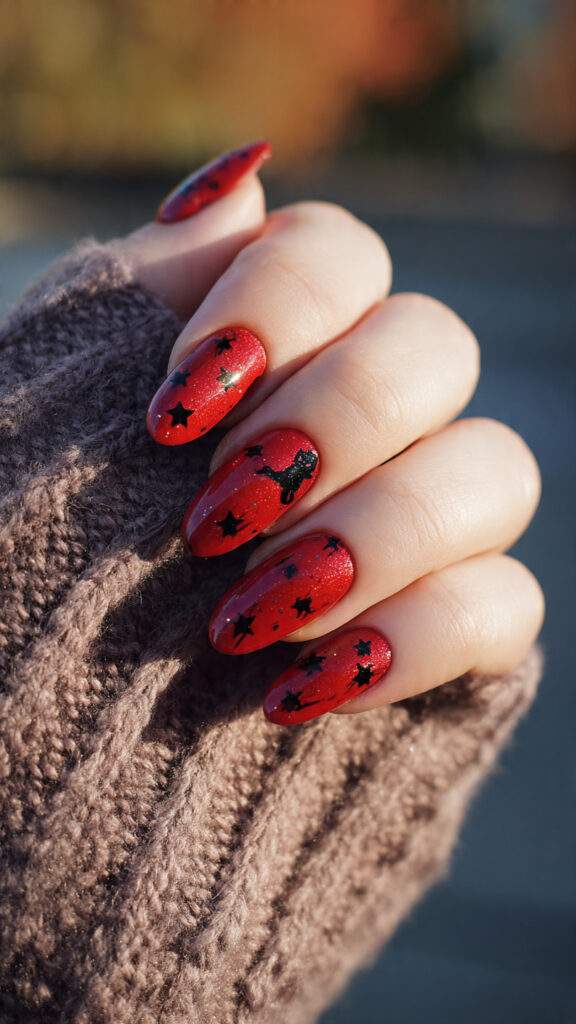 Red Friday the 13th Nail Design