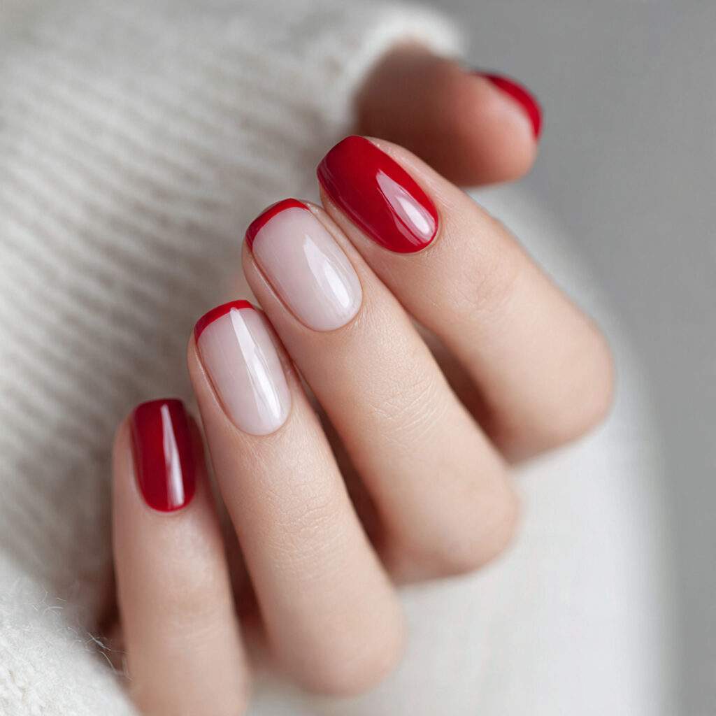 red nails paired with a base create