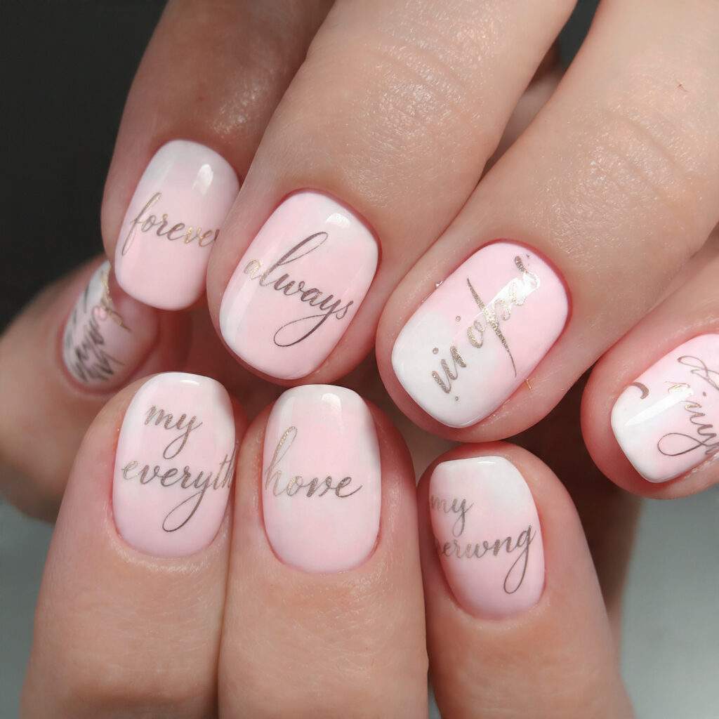 romantic script art featuring cursive words and