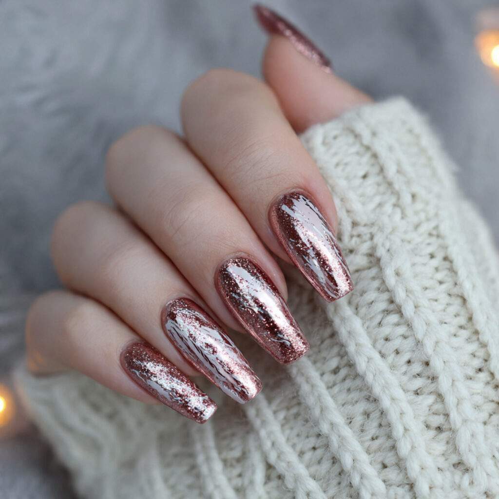 rose chrome blizzard nails feel soft and