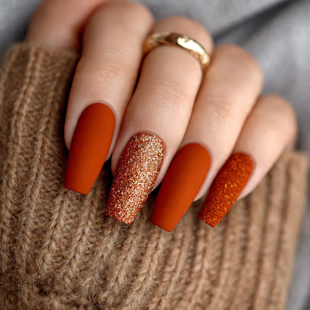 rust orange nails are deep earthy and