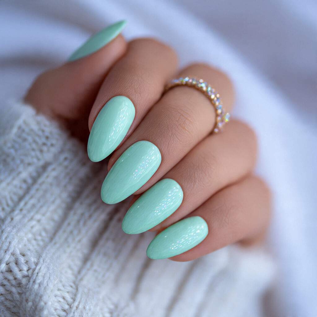 seafoam green nails bring a fresh and