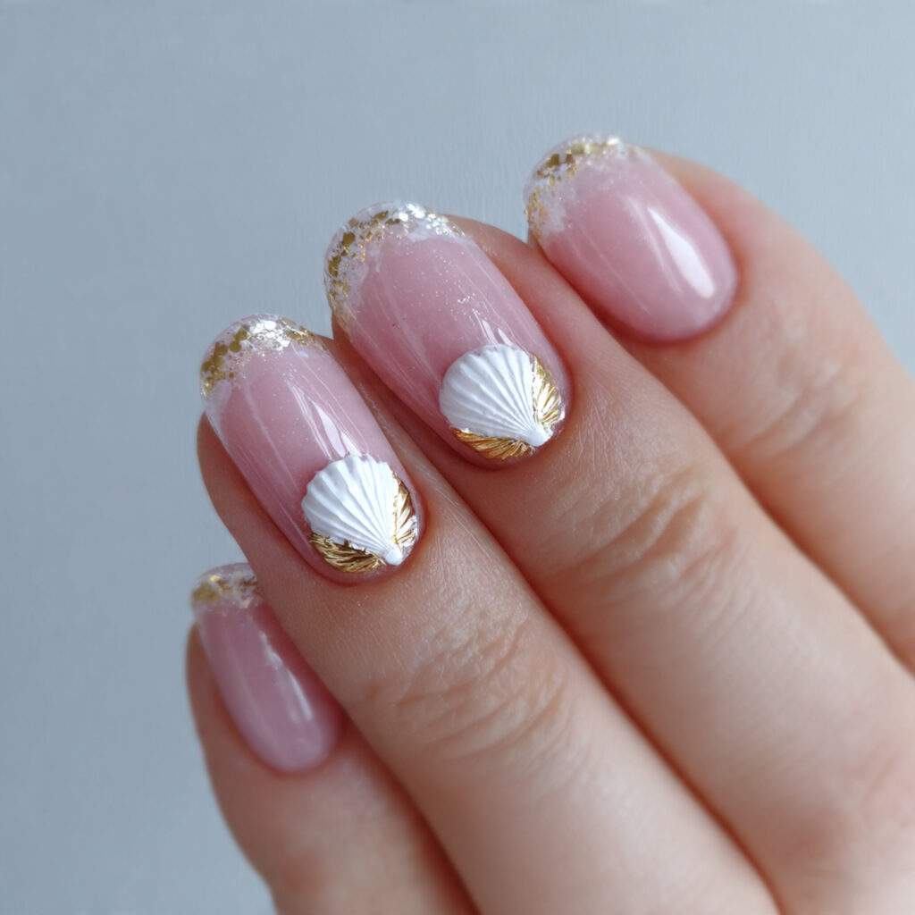 seashell french tips mix classic style with