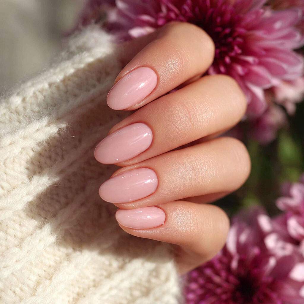sheer blush nails are perfect for brides