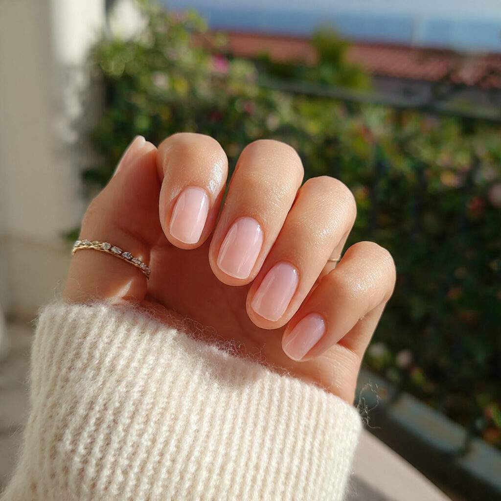 sheer natural pink nails subtle transparency natural looking