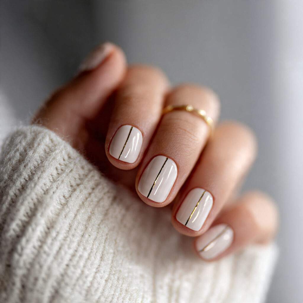 sheer or neutral base with one thin