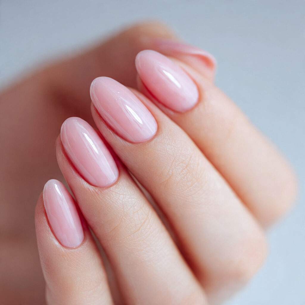 sheer pink nails offer a clean and
