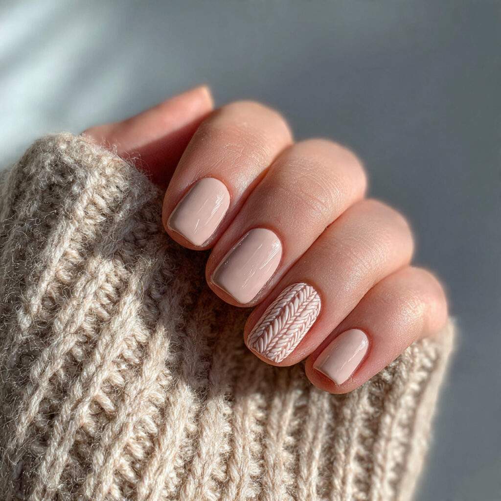 short classy january nails in soft stone