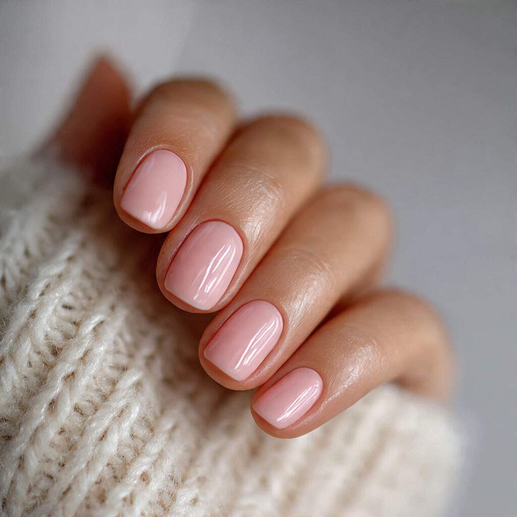 short glossy natural nails