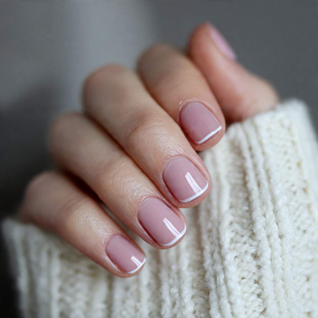 short january nails with minimal white line