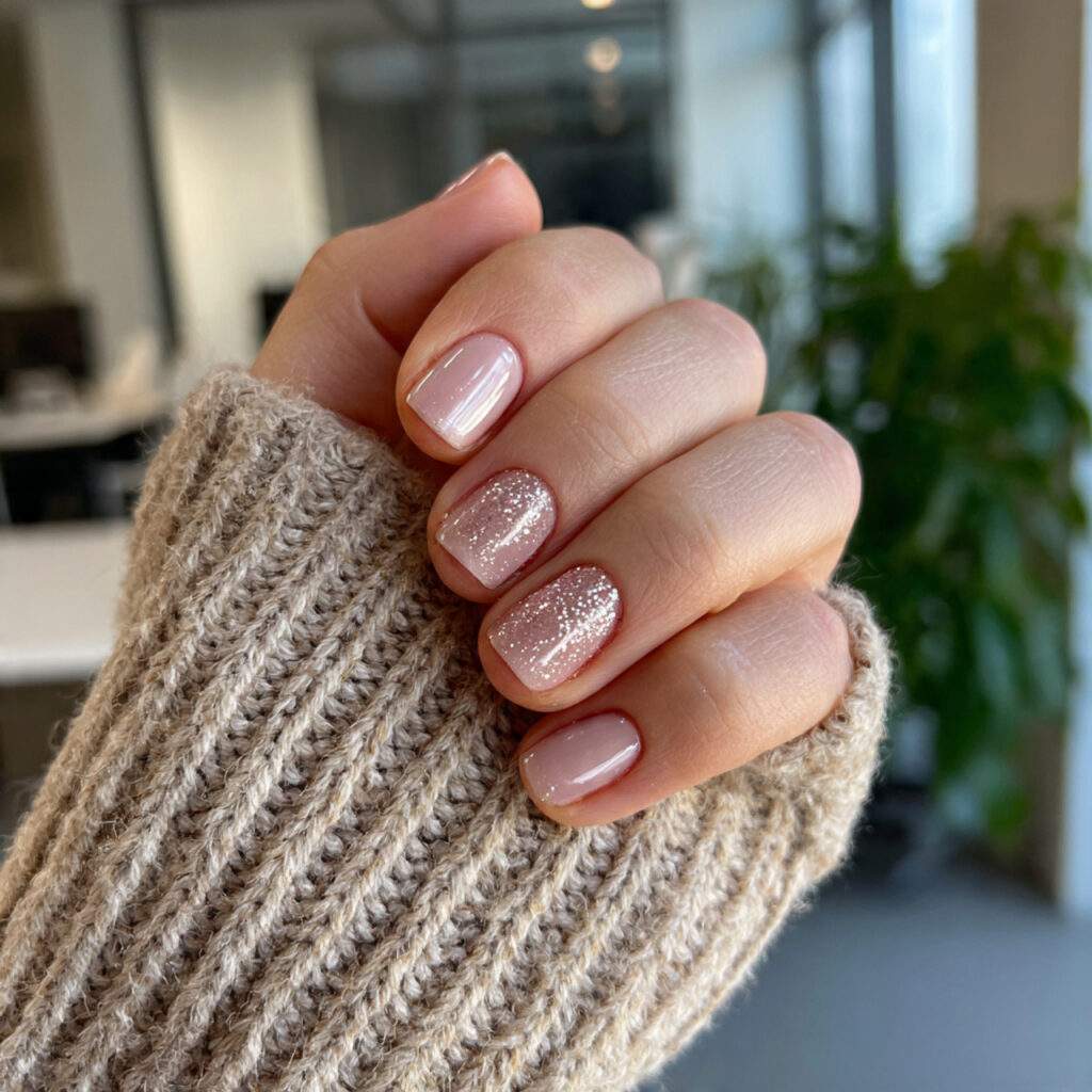 short january nails with natural sheen finish