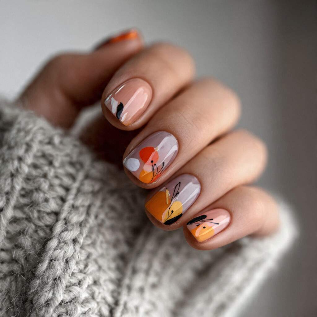 short january nails with negative space design