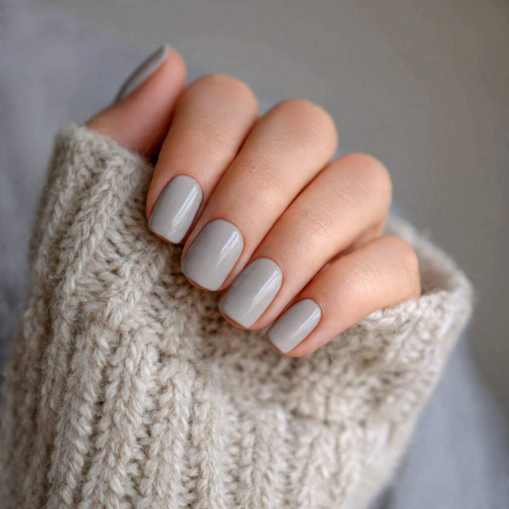 short january nails with neutral gray undertones