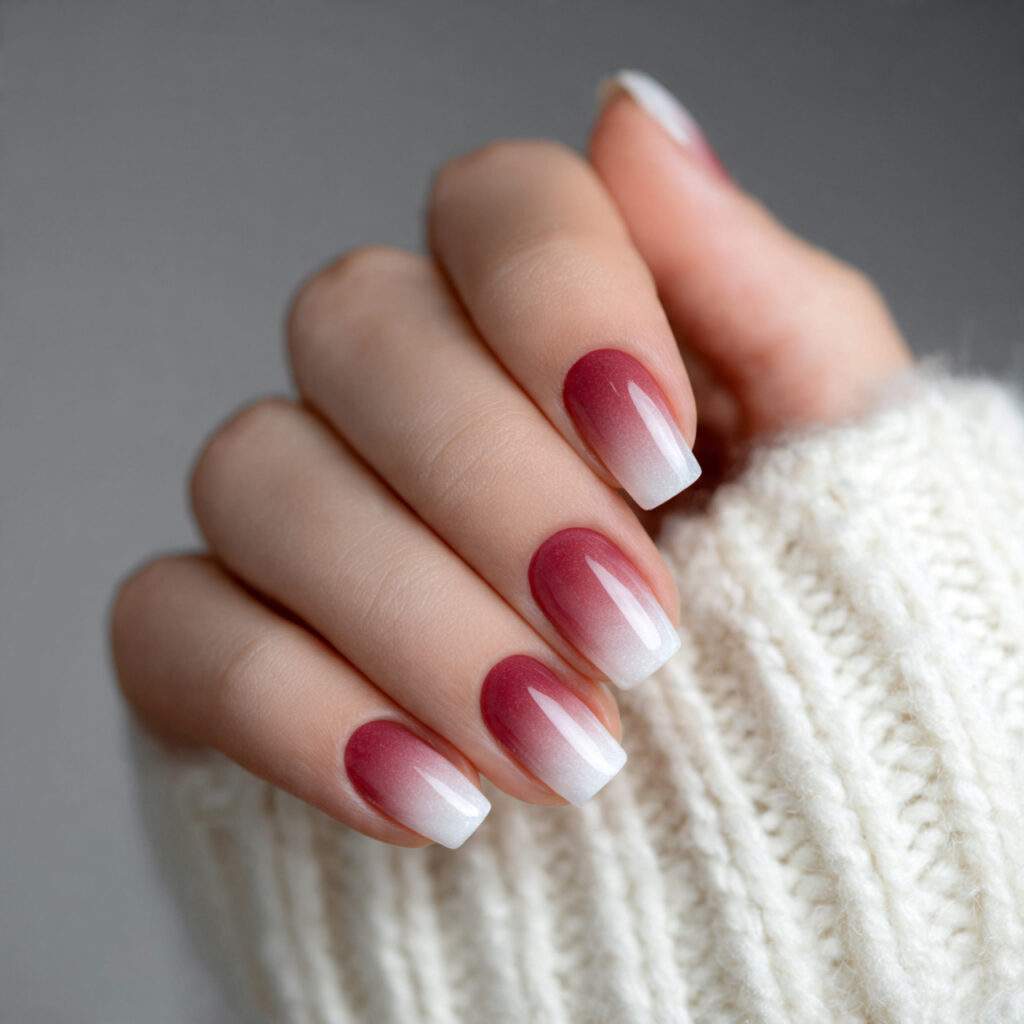 short january nails with soft white french