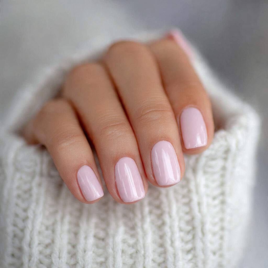 short light pink nails feel soft feminine