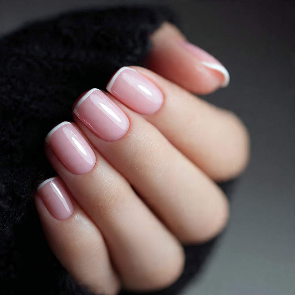 short nails with a gloss accent