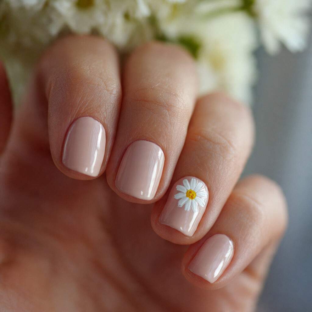 short nails with a neutral or pastel