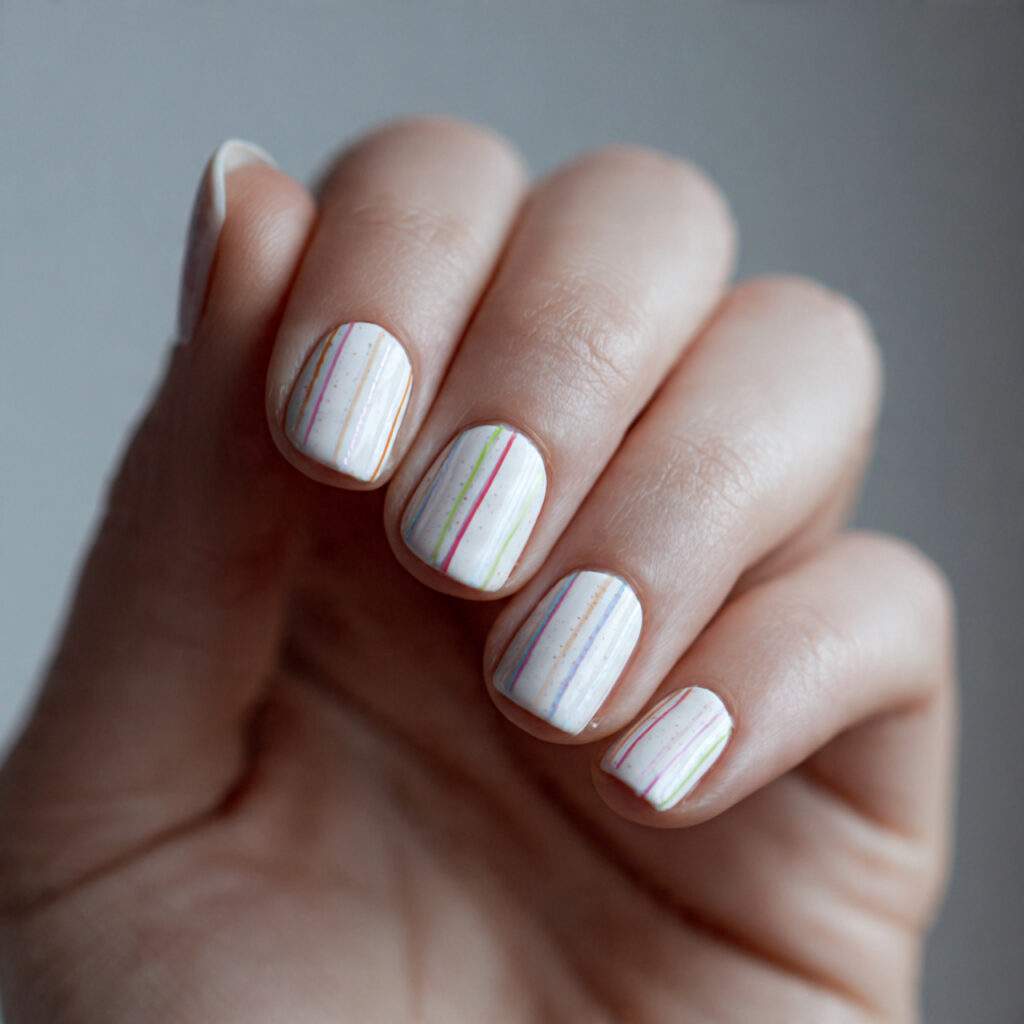 short nails with a white or cream