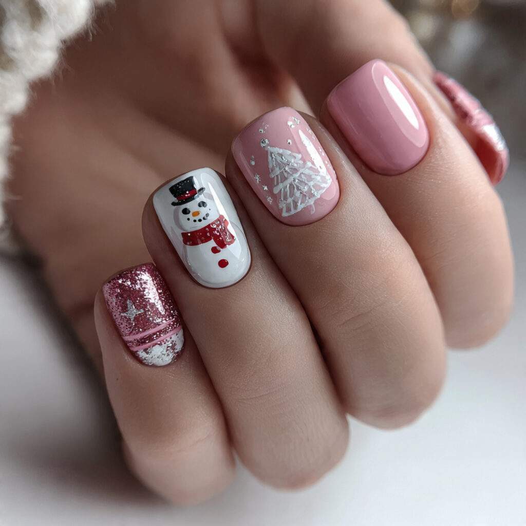 short nails with fun winter nail designs