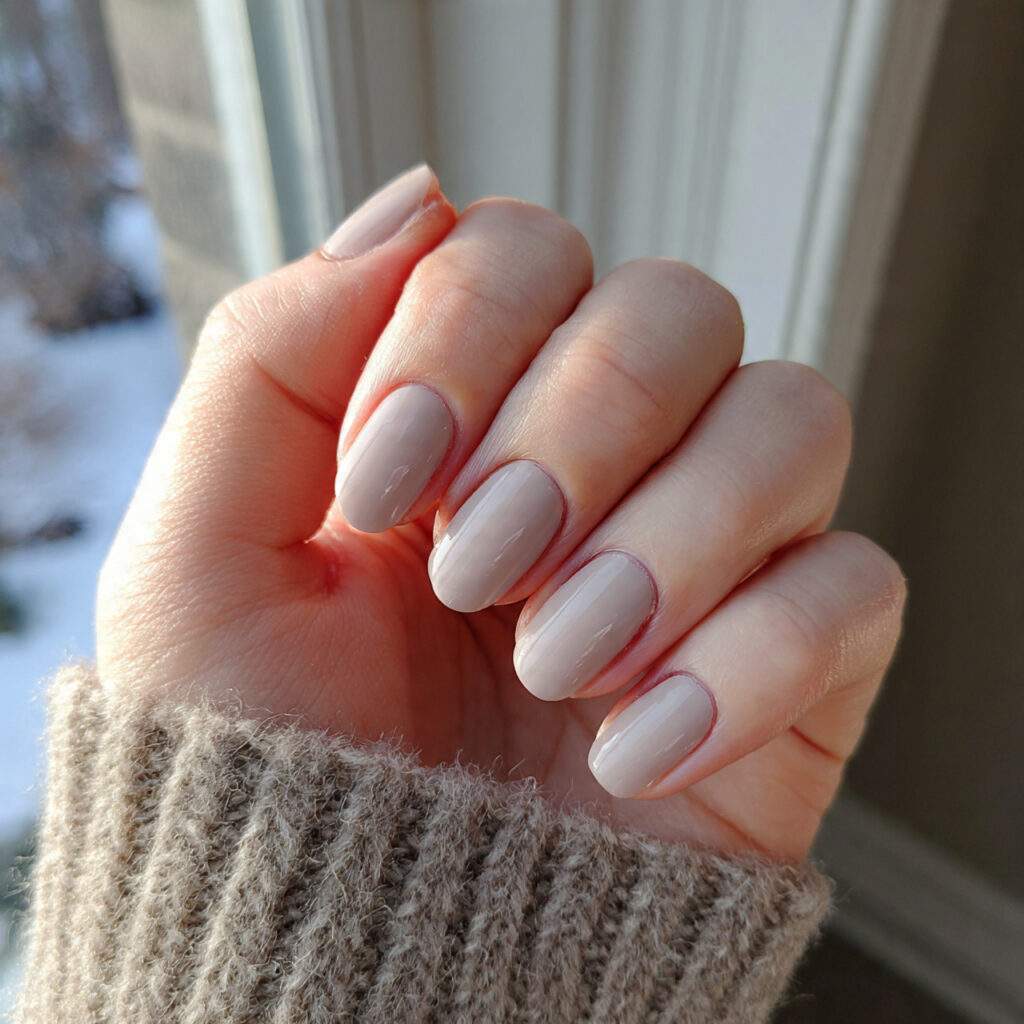 short pale gray nails creamy finish modern 1