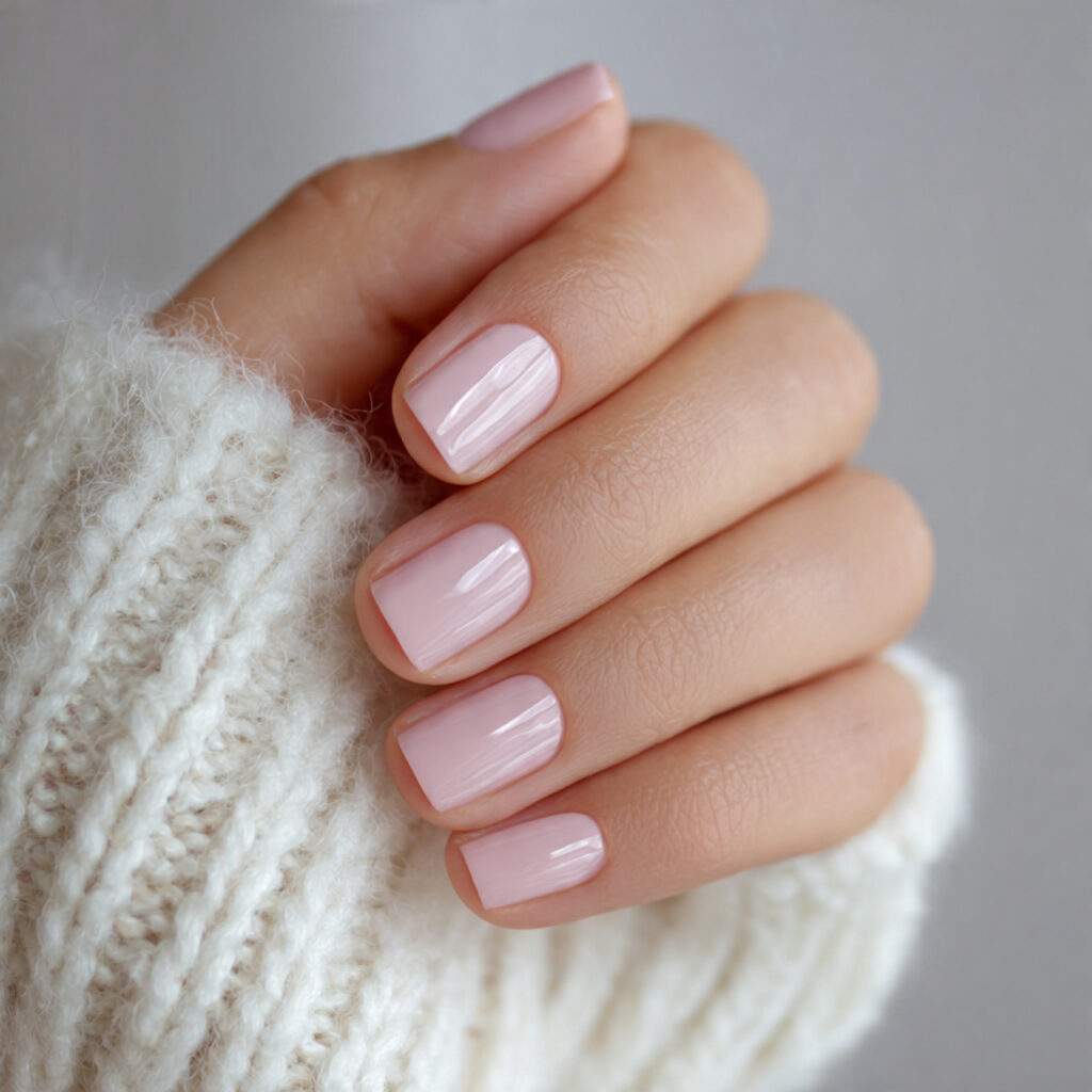 short pale pink beige nails clean versatile neutral