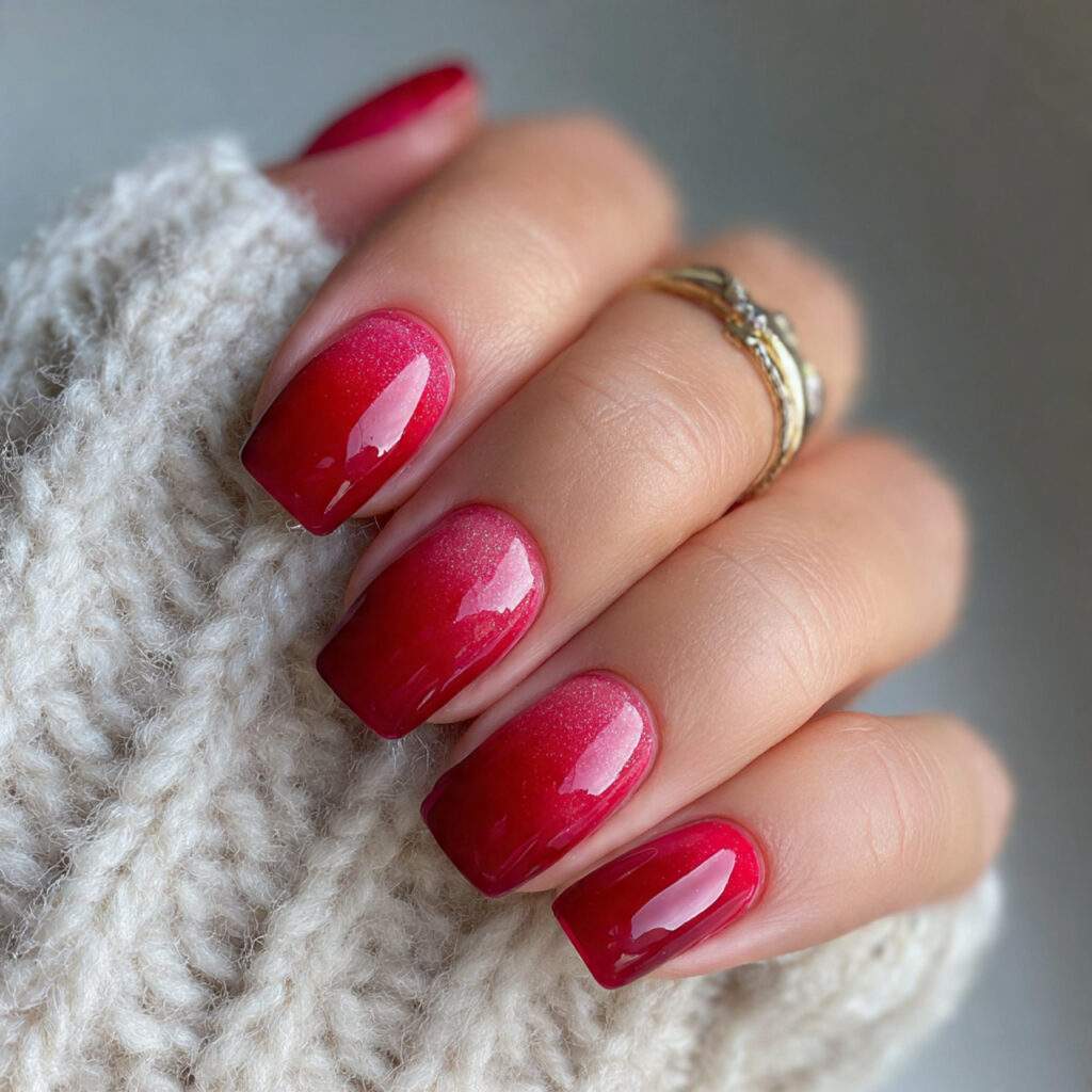 short red ombre valentine nails