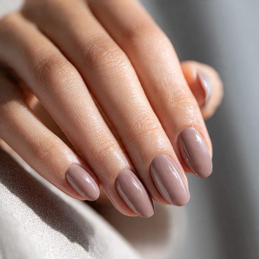 short round nails with natural shape and