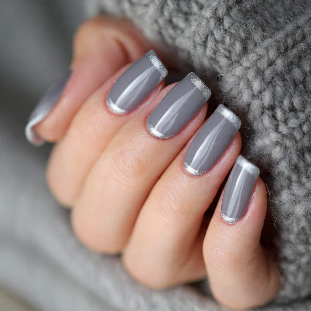 silver frost french glam gray nails feel