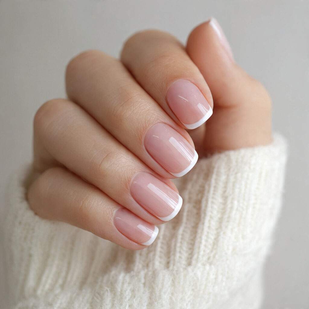 simple french tip nails offer classic minimal