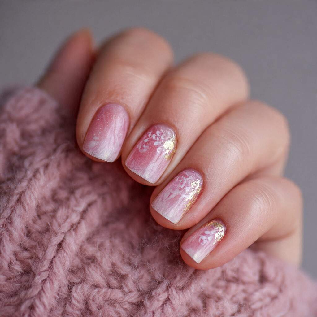 simple valentine nails with sheer pink cozy