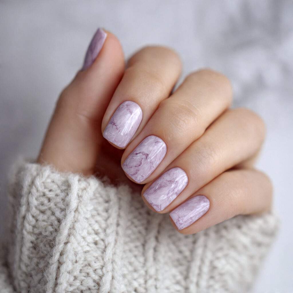 smoky lilac nails mix soft color with