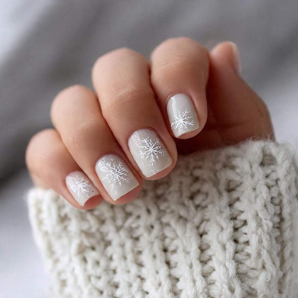 snowflake winter nails with simple art feel