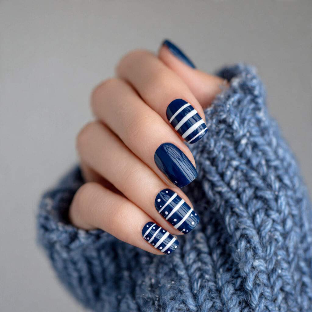 snowstorm stripe navy winter nails feel graphic