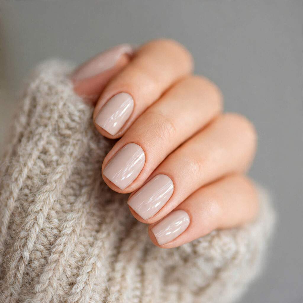 soft cream short nails warm inviting neutral