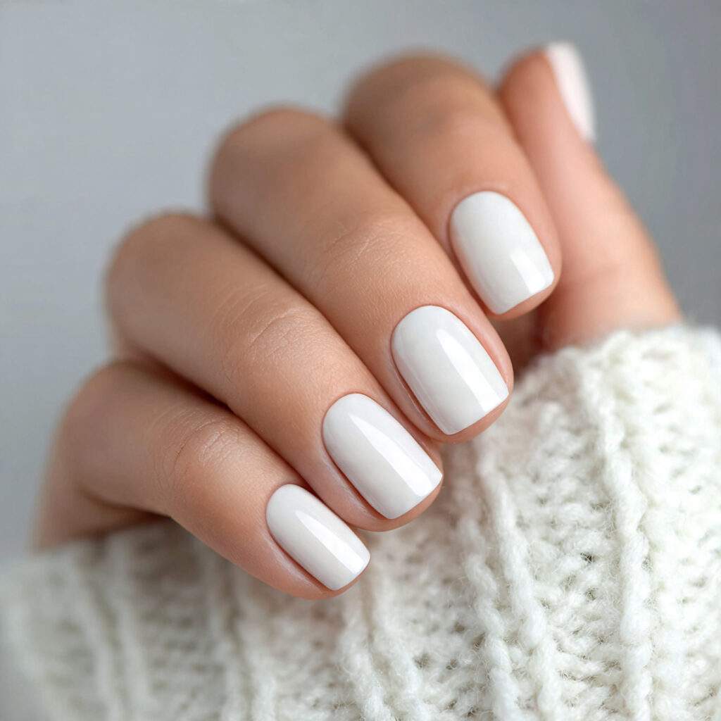 soft creamy white office nails short length