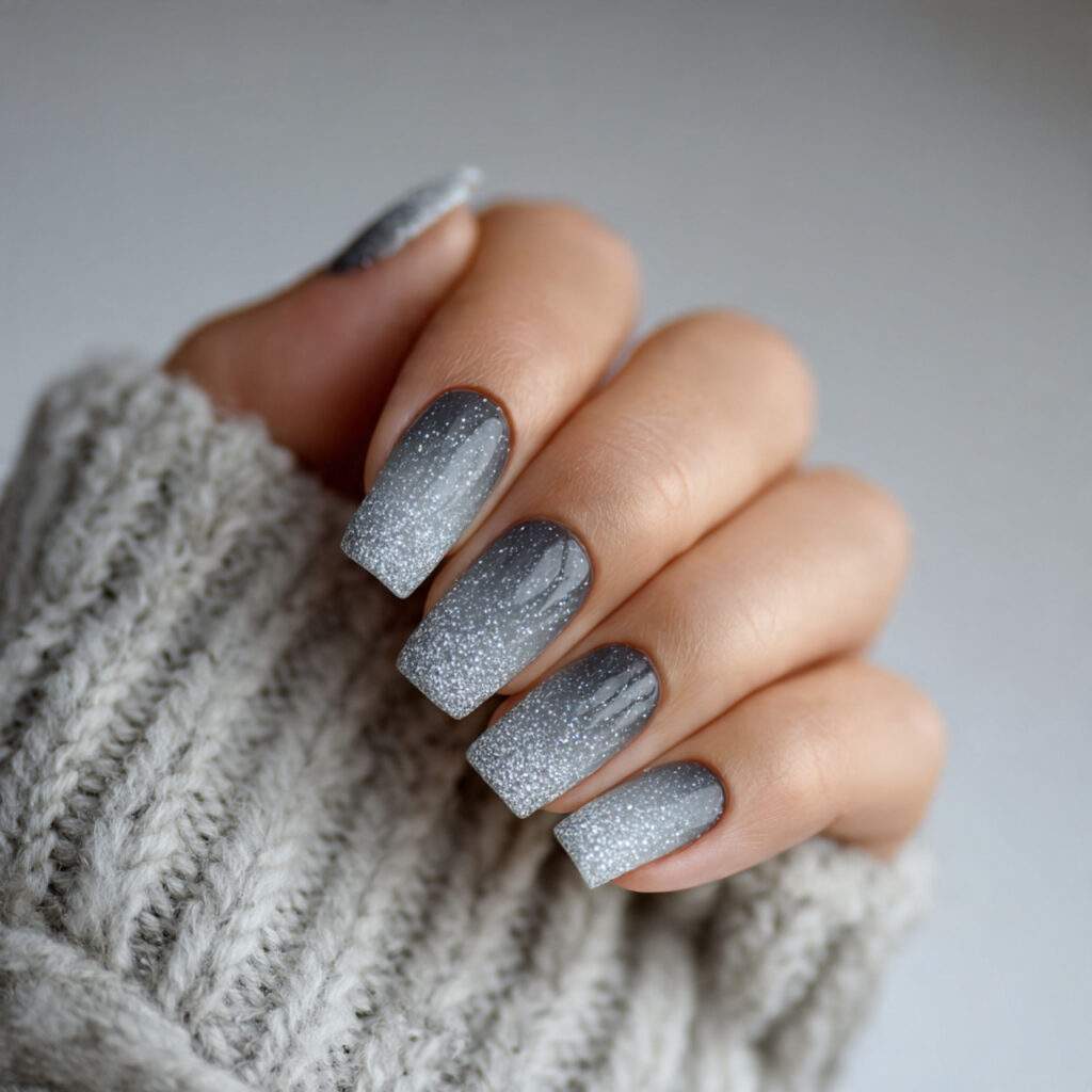 soft frost gradients sparkle gray nails that