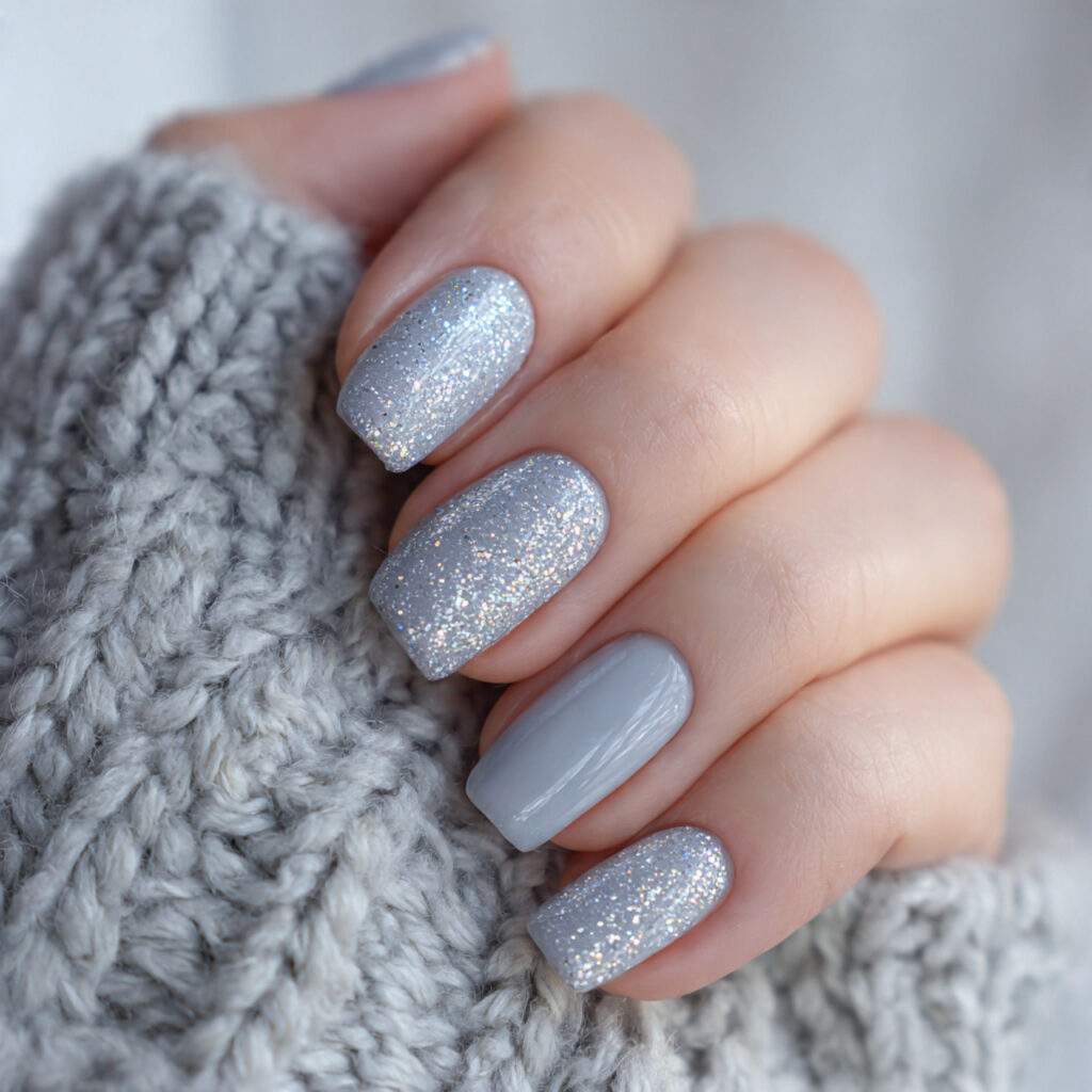 soft frost sparkle gray winter nails feel