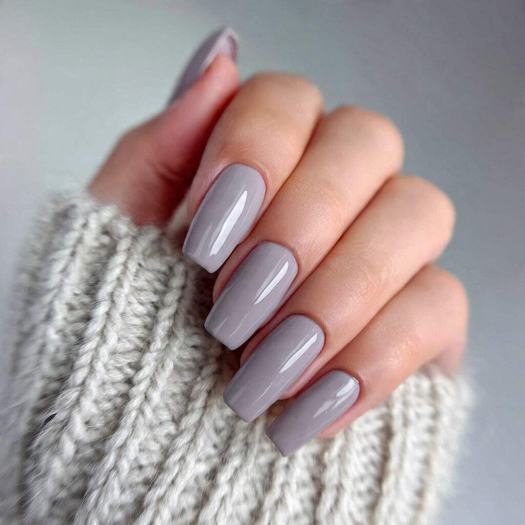 soft gray office nails create a calm