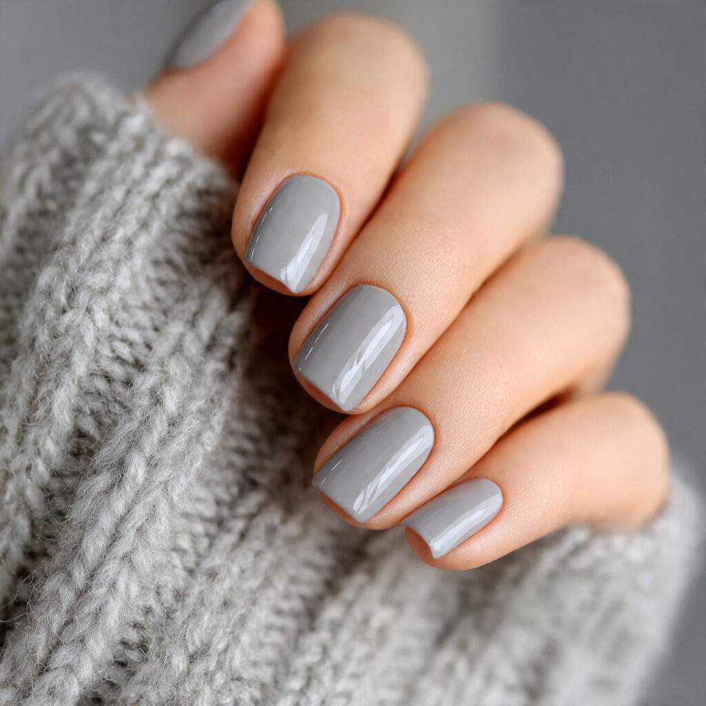 soft gray polish captures winter calm perfectly