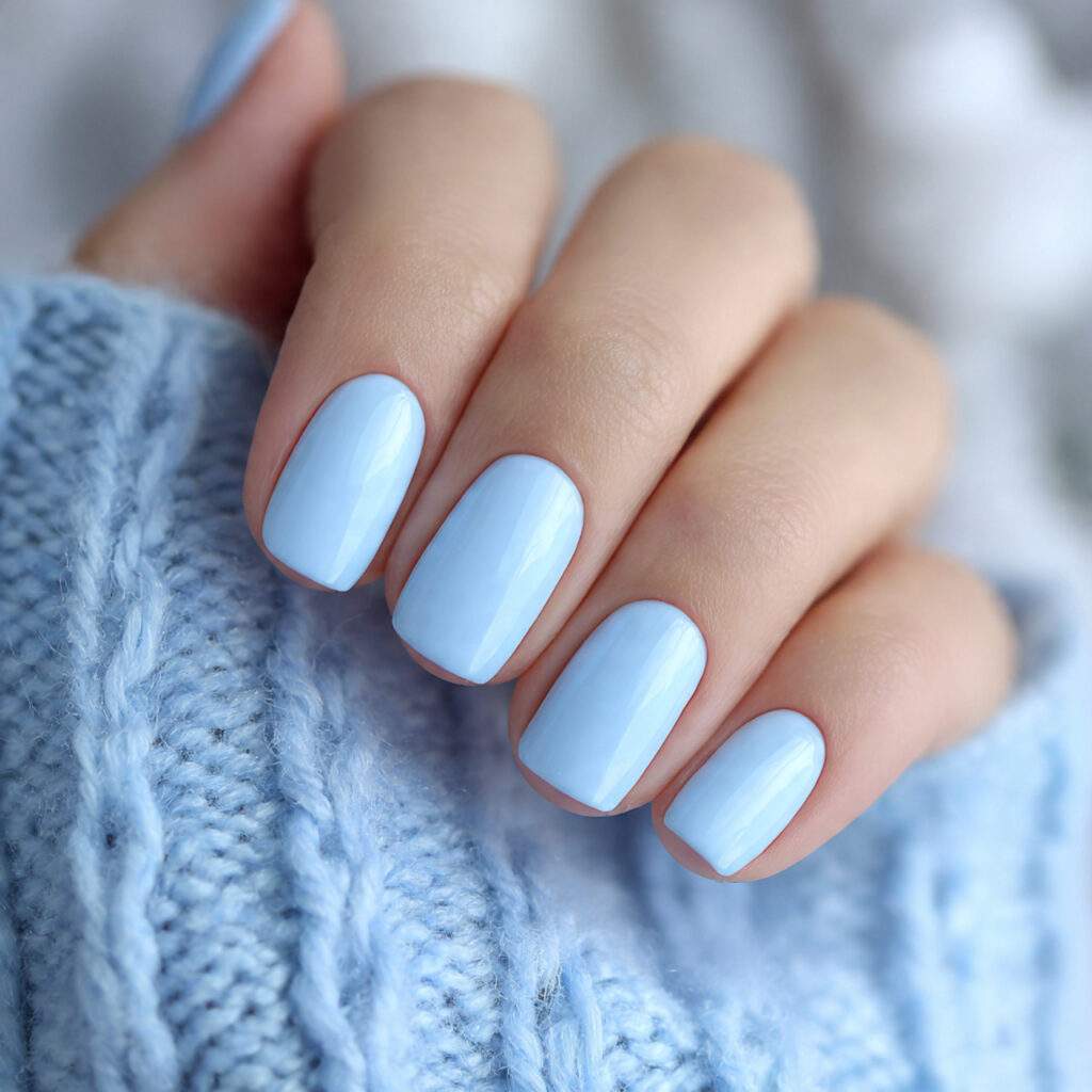 soft icy blue short winter nails feel