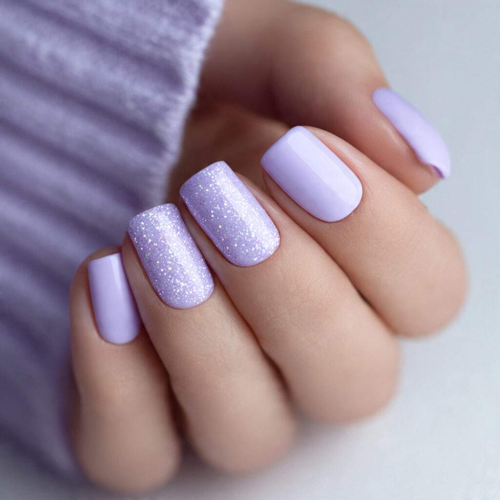 soft lilac nails are gentle delicate and