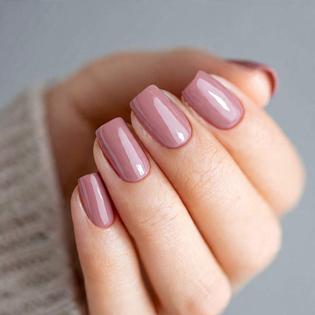 soft mauve nail polish on short professional