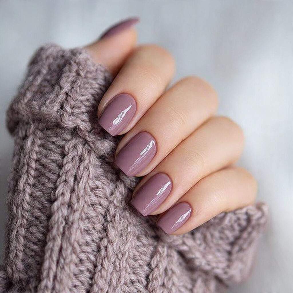 soft mauve nails offer gentle color while
