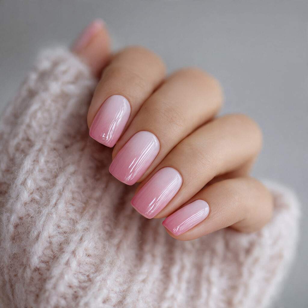 soft ombre light pink nails blend gentle