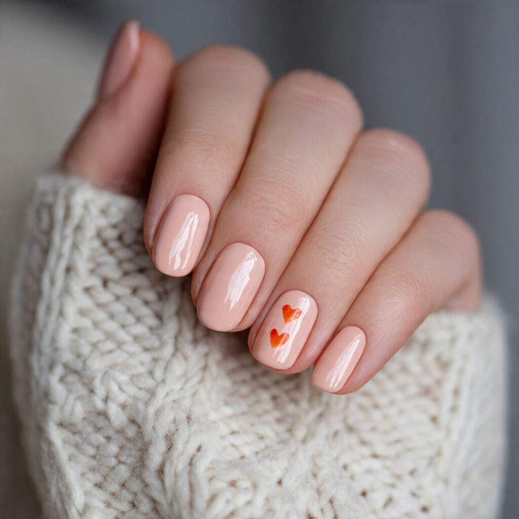 soft peach valentine nails create a warm