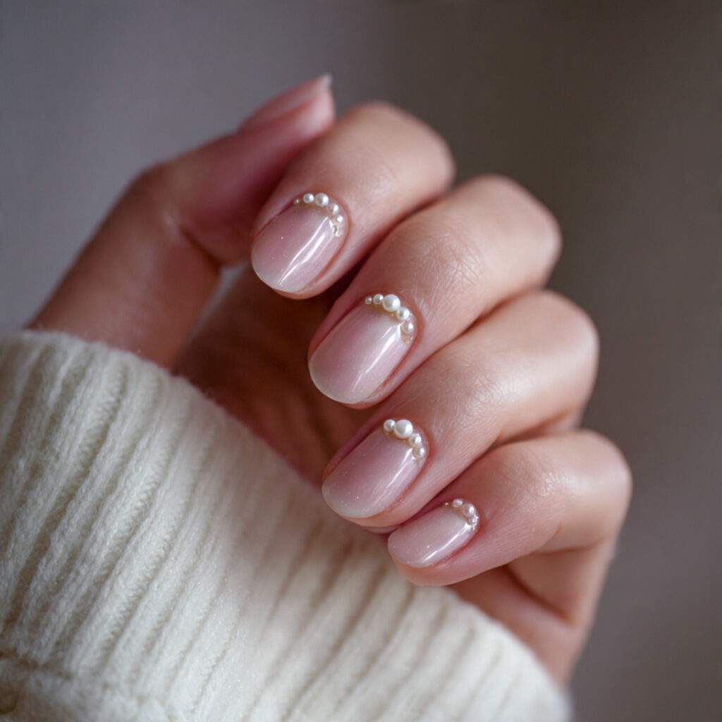 soft pearl accent valentine nails use minimal