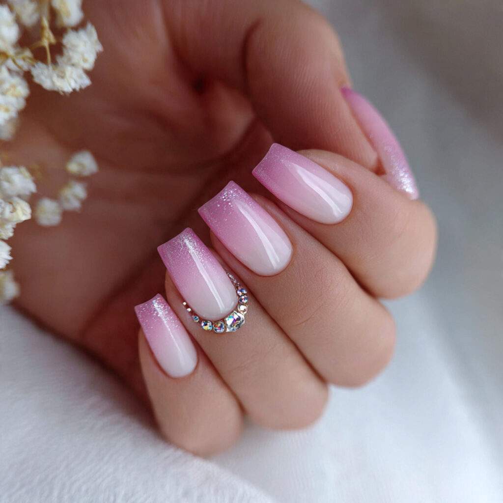 soft pink ombre nails blend light and