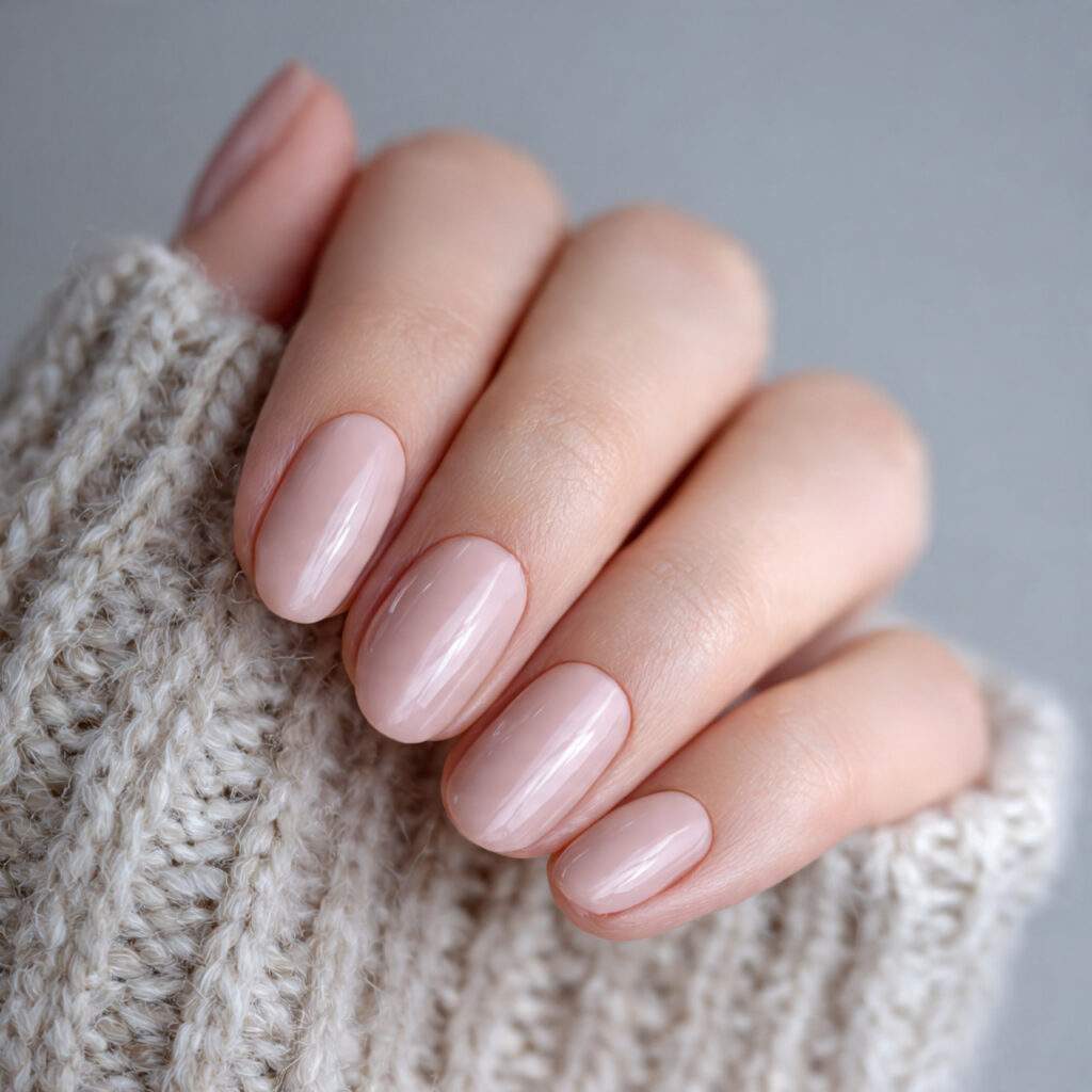 soft rose beige winter valentine nails blend