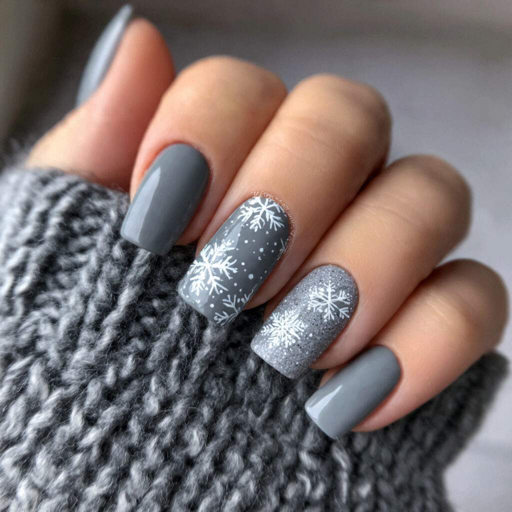 soft snowfall gray winter nails feel calm