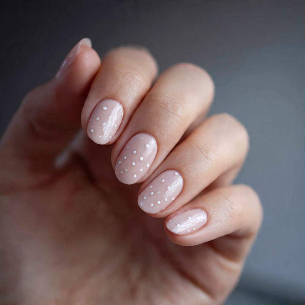 soft valentine dot nails use tiny dots